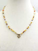Multi-color Jadeite, sunstone, 14KYG, diamond pendant necklace, hand-knotted with blue silk.