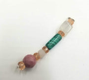 Pretty keychain made of sterling silver, malachite & quartz.