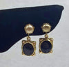 Unique! Antique, 10KYG, glass pearl, & onyx screw-back earrings.