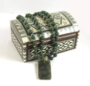 PRICE REDUCED Two strand jadeite, labradorite,14KYG, diamond necklace hand-knotted on purple silk.