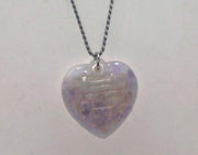 Past Work. Large lavender jadeite lucky heart pendant on long sterling silver chain. 30" Opera length. Sold.