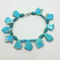 Howlite, turquoise, sterling silver XL fringe bracelet. Vegan.