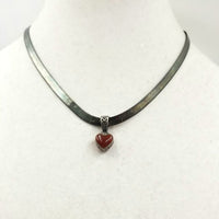 SOLD! Carnelian Heart Pendant with sterling silver herringbone chain.