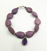 Vegan-wear. Sterling silver, sugilite, & amethyst bracelet.