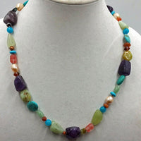 SOLD. Brightly colored celebration of spring, multi-stone necklace.