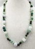 Classic. Green & white jadeite, nephrite necklace on silk. 27" MatineeClass length.