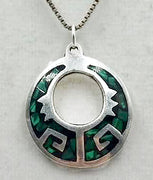 Sterling silver malachite pendant necklace.