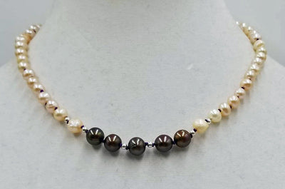 Past Work. Adjustable choker made of cultured pearls. Sterling Silver clasp. 13.5 - 17.25