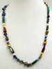 Cosmic necklace, hand-knotted. With pearls, garnets, jasper, etc. 25" Matinee length.