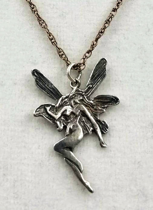 SOLD, Sterling silver Fairy pendant Pretty! 20