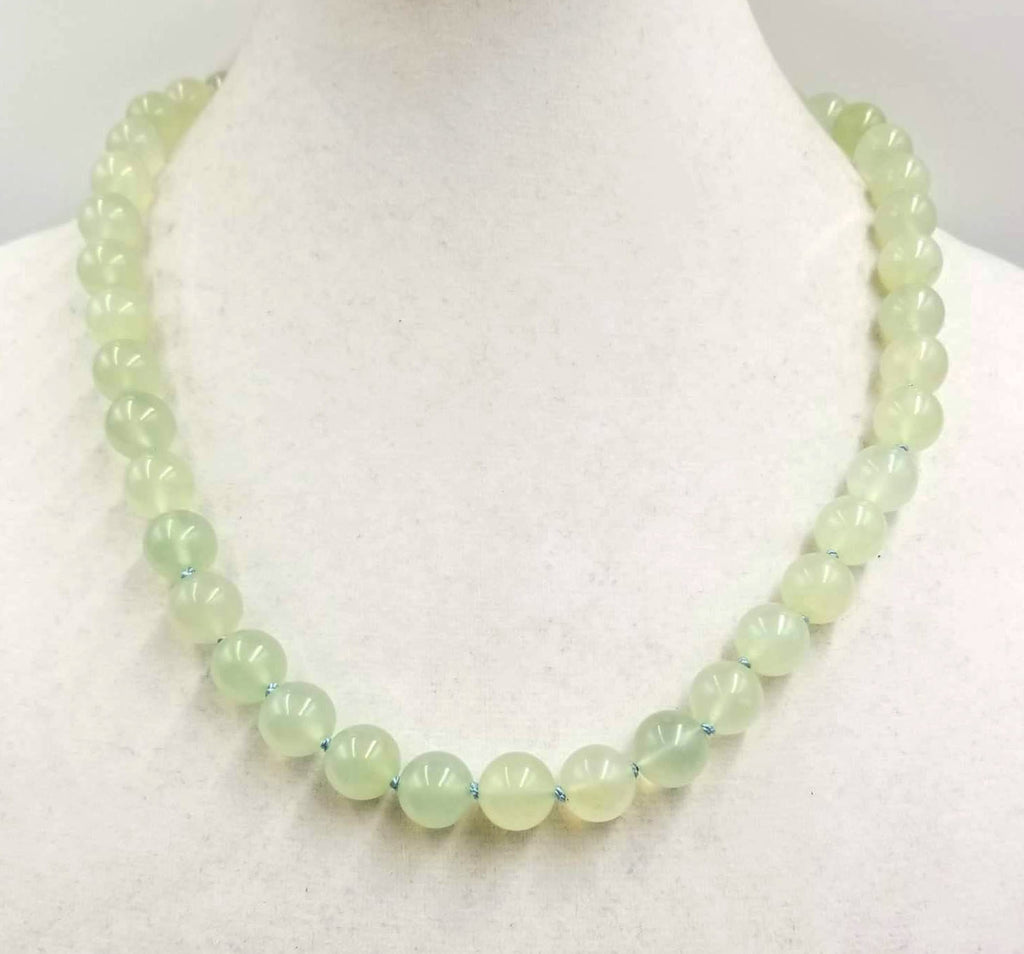 Past Work. Serpentine and sterling silver necklace on hand-knotted sky blue silk. 23.25" Length. Sold.