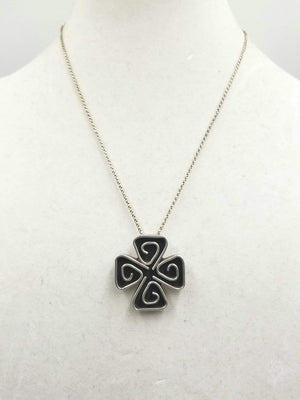 Past Work. Heavy sterling silver Celtic stylized shamrock pendant necklace. 19 in Matinee Length. SOLD.