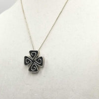 Past Work. Heavy sterling silver Celtic stylized shamrock pendant necklace. 19 in Matinee Length. SOLD.