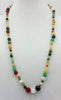 Jadeite jade, light green silk, asymmetrical necklace.