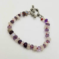 Faceted moonstone & amethyst bracelet, with sterling silver toggle.  6.25"
