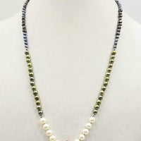 Gorgeous. Fresh-water, cultured pearls, sterling silver necklace, hand-knotted with lavender silk. 26" length.