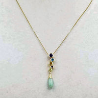 Petite & Sweet. Vegan. 14 KYG, jadeite & multi gemstone pendant. 18" length.