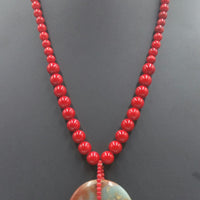 PRICE REDUCED Coral, red & teal jasper, sterling silver necklace. 23" Matinee lenth.