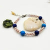 Adjustable, sterling silver, lapis lazuli, pearl, jasper, & amethyst bracelet. 6.5-7.25" Length.
