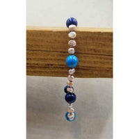 Adjustable, sterling silver, lapis lazuli, pearl, jasper, & amethyst bracelet. 6.5-7.25" Length.