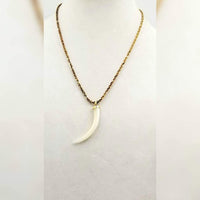 Vermeil sterling silver, & mother of pearl fang unisex necklace. 19.5" Length.