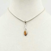 Sterling Silver, Baltic amber pendant choker.14.75" Length.