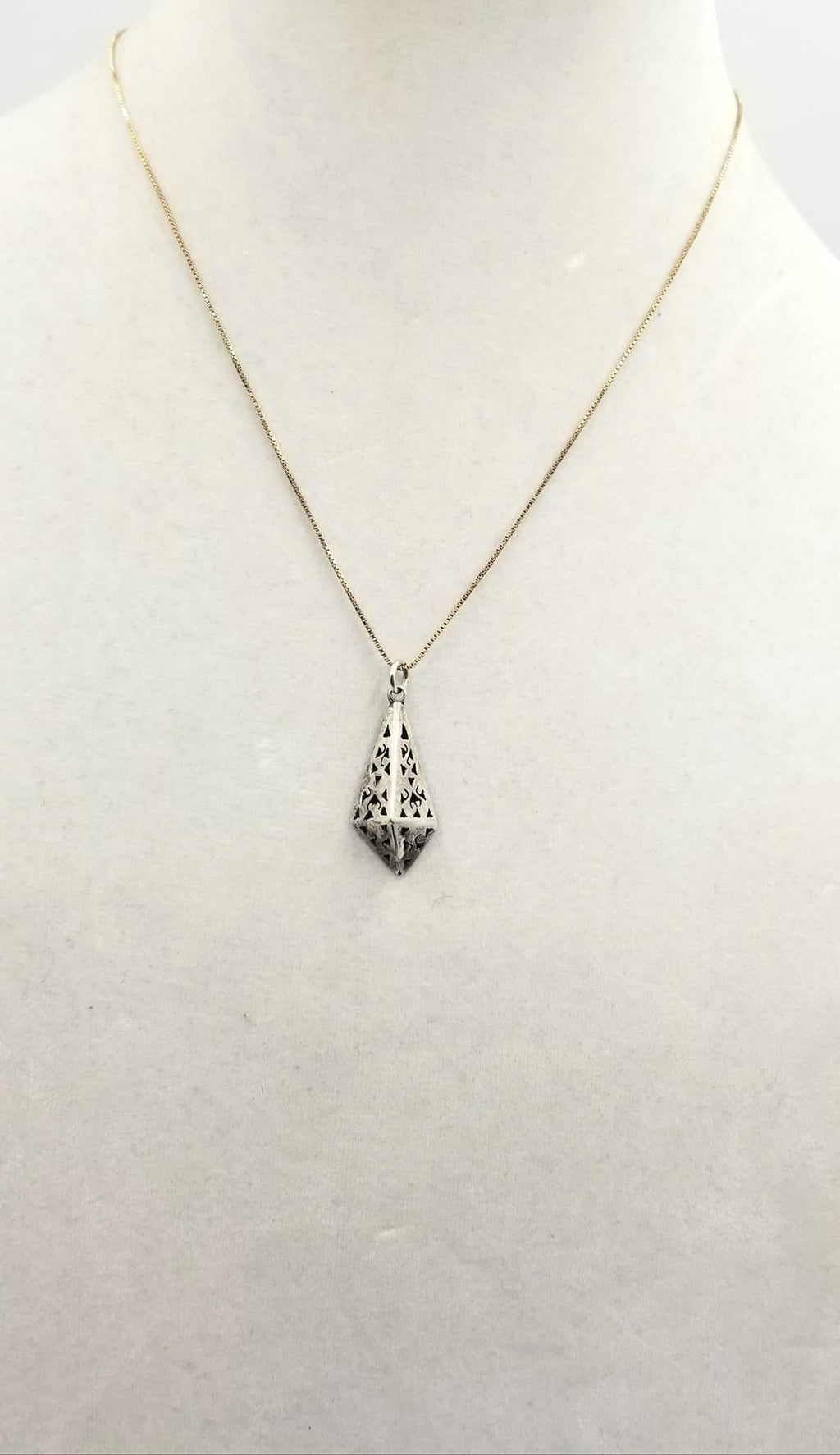Vermeil, bold geometric sterling silver pendant necklace. 18" Length. Vegan.