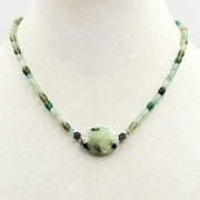 Past Work. Adjustable, sterling silver, jadeite, prehnite, & apatite necklace on silk.  17" - 19.5" Length. Sold.