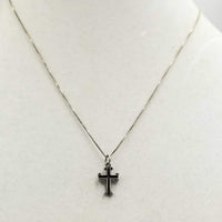Sterling silver, adjustable, cross necklace. 17-18" Length.