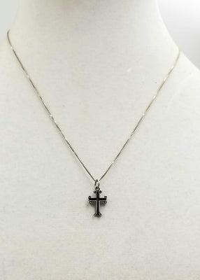 Sterling silver, adjustable, cross necklace. 17-18