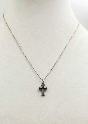 Sterling silver, adjustable, cross necklace. 17-18" Length.