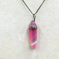 Past Work. Adjustable, sterling silver & pink agate pendant necklace. 17.5" Length. Sold.