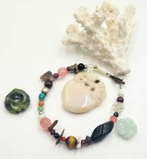 Sterling Silver, Copper,Multi-stone, multi-color, cosmic bracelet. 7.75" Length