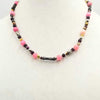 Past Work. Sterling silver, pearls, garnet, & quartz necklace on white silk.  19.25" Length. Sold.
