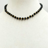 Past Work. Beautiful & Classic. Sterling silver, black, banded agate, choker, on golden silk.   15"  Length. Sold.