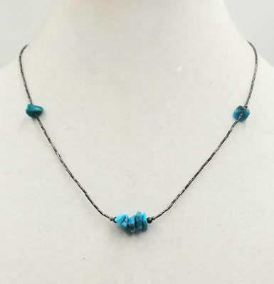 Unisex sterling and turquoise necklace. 19
