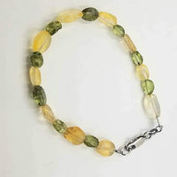 Sterling silver, citrine & peridot bracelet. 6.1 " Length. Vegan.