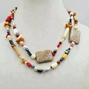 PRICE REDUCED "Organic Gems" UNIQUE! All organic with  fossilized coral, shell, bone, etc! A conversation piece of beauty. See list of gemstones below.
