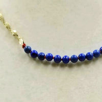 Adjustable, Sterling Silver, Unisex,  Lapis Lazuli choker on crimson silk. 15" -16.25"