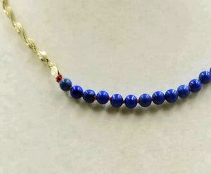Adjustable, Sterling Silver, Unisex,  Lapis Lazuli choker on crimson silk. 15" -16.25"