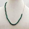 Adjustable, Sterling Silver, Unisex, Malachite necklace on navy silk. 21" -21.5"