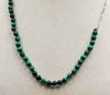 Adjustable, Sterling Silver, Unisex, Malachite necklace on navy silk. 21" -21.5"