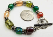 PRICE REDUCED! Stunning. Sterling silver, art glass & crystal bracelet. 7.25" Length