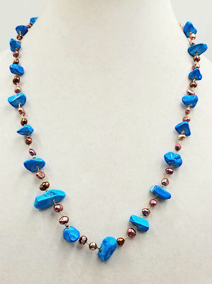 Past Work. Imperial jasper & cranberry pearls, sterling silver vermeil, hand-knotted with light pink silk.  23.5" length. Sold.