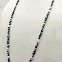 PRICE REDUCED Multicolor freshwater cultured pearls on sky blue silk, rope necklace. 36" Length.