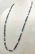 PRICE REDUCED Multicolor freshwater cultured pearls on sky blue silk, rope necklace. 36" Length.