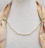Damascene Enamel fresh-water pearl & gold filled cape clasp on lavendar silk.