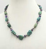 Lizards!!! Sterling silver, turquoise & amethyst necklace, hand-knotted white silk with sterling silver gecko clasp. 20" length.
