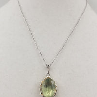 SOLD, Massive sterling silver, green amethyst, pendant necklace.