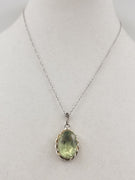 SOLD, Massive sterling silver, green amethyst, pendant necklace.